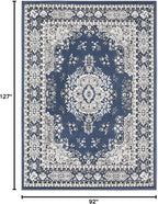 Home Dynamix Premium Sakarya Traditional Medallion Border Area Rug, Midnight Blue, 7'8"x10'7" Rectangle