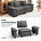 PHI VILLA Cloud Modular Couches Sets, 87.5" Sectional Loveseat Sofa with Upholstered Deep Seat, 2-Seater Comfy Couches for Living Room Bedroom, Corduroy Fabric, Grey
