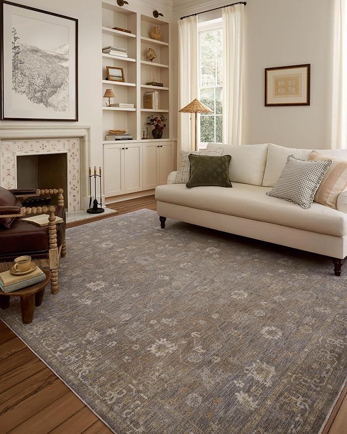 Loloi Chris Loves Julia Louisa Collection LOI-01 Stone/Multi 7'-10" x 7'-10", .38" Pile Height, Round Area Rug