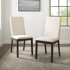 Crosley Furniture Hayden Modern Farmhouse Upholstered Wood Dining Chairs Set of 2, Slate/Crème