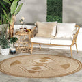 nuLOOM Ranya Light Brown/Ivory, 8' Round, Tribal Geometric, Soft and Cozy, High Traffic, Stain Resistant, Easy Clean, Durable Area Rug for Indoor/Outdoor Patio, Deck, Porch, Garden, Courtyard