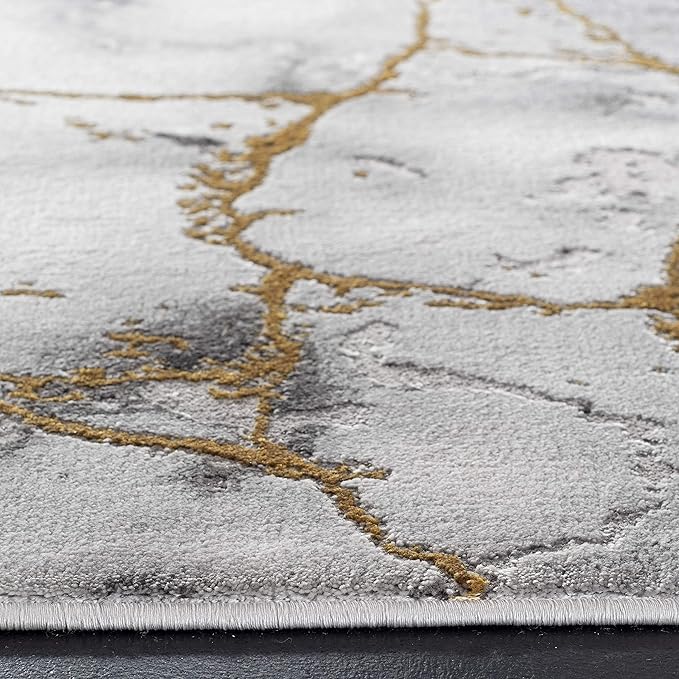 SAFAVIEH Craft Collection Runner Rug - 2'3" x 20', Grey & Gold, Modern Abstract Design, Non-Shedding & Easy Care, Ideal for High Traffic Areas in Living Room, Bedroom (CFT877F)