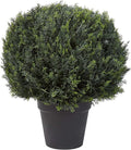Artificial Cypress Topiary-23Â” Ball Style Faux Plant in Sturdy Pot-Realistic Indoor or Outdoor Potted Shrub-Home Decor by Pure Garden