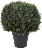 Artificial Cypress Topiary-23Â” Ball Style Faux Plant in Sturdy Pot-Realistic Indoor or Outdoor Potted Shrub-Home Decor by Pure Garden