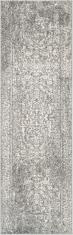 SAFAVIEH Evoke Collection 2'2" x 9' Grey/Ivory EVK256D Oriental Distressed Non-Shedding Living Room Entryway Foyer Hallway Bedroom Runner Rug