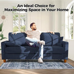 Kidirect 70in Corduroy Couch, Sofa No Tool Assembly, Comfy Couches for Living Room 21in Deeper Seats, Corduroy Sofas for Living Room with 2 Pillows, Oversized Loveseat Sofa, Boho Love Seat Blue Couch