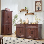 71" Tall Pantry Cabinet with Drawer and Adjustable Shelves, Modern Storage Cabinet with Doors, Kitchen Buffet Cabinet, Food Pantry Storage Cabinet, Coffee Bar, Living Room and Dining Room Cherry