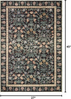 Loloi Rifle Paper Co. Eden Collection EDE-02 Mughal Garden Black 2'-3" x 3'-9" Accent Rug feat. CloudPile™
