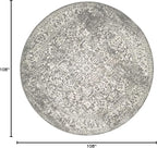 SAFAVIEH Evoke Collection 9' Round Grey/Ivory EVK256D Oriental Distressed Non-Shedding Dining Room Entryway Foyer Living Room Bedroom Area Rug