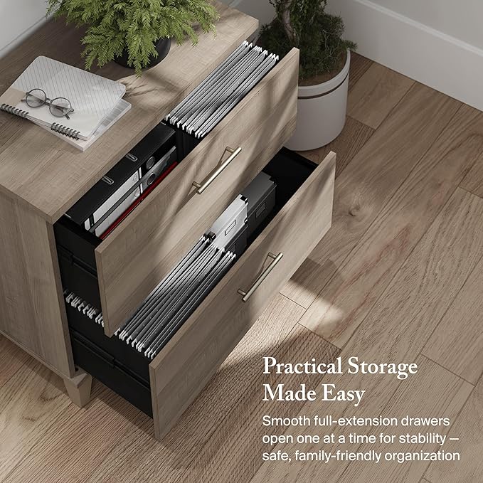 Bush Furniture 2 Drawer Lateral File Cabinet, Letter and Legal-Size Document Storage for Home or Professional Office, Somerset Collection, Ash Gray