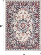 Home Dynamix Premium Sakarya Traditional Medallion Border Area Rug, Ivory/Red, 5'3"x7'5" Rectangle