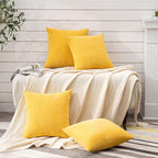 GAWAMAY Decorative Square Throw Pillow Covers 18"x18" Inch Set of 4, Super Soft Chenille Pillows Cover Fall Pillowcase for Living Room Bedroom Sofa Couch Cushion Cover Mustard Yellow 45x45cm
