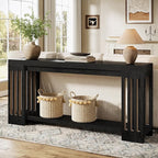 Tribesigns Farmhouse Console Table, 70.9-Inch Sofa Table Behind Couch with Vertical Stripe Legs, 2-Tier Entryway Accent Furniture for Living Room, Hallway, Entrance, Foyer, Black