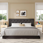 Queen Upholstered Headboard Only for Bed Frame from 49”-62”, Adjustable Height Queen XL Headboards with Durable Wood Legs, Fabric Bed Board in Modern Button Design, Dark Grey