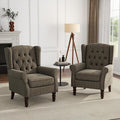 UIXE High Back Accent Chairs Set of 2, Fabric Upholstered Armchair Wingback Arm Club Chair for Living Room, Comfy Single Sofa Bedroom Reading Seat with Solid Wood Legs - Taupe