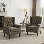 UIXE High Back Accent Chairs Set of 2, Fabric Upholstered Armchair Wingback Arm Club Chair for Living Room, Comfy Single Sofa Bedroom Reading Seat with Solid Wood Legs - Taupe