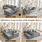 107" Cloud Sectional Couch, Modular Sectional Sofa with L-Shape Chaise, Corduroy Boneless Couch with Deep Seat, Upholstered Sofa for Living Room, No Assembly Required(Right-Facing Chaise, Dark Grey)
