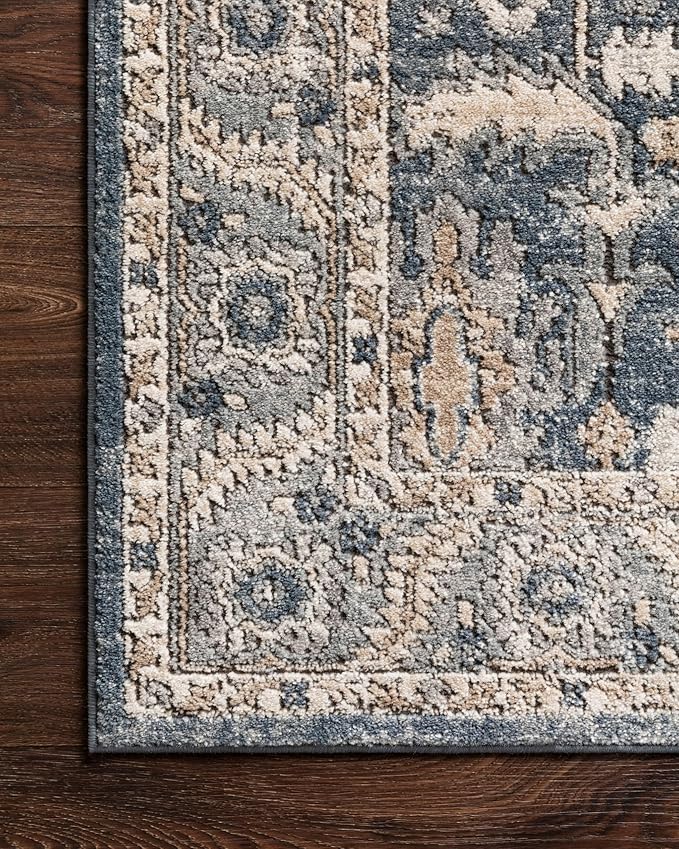 Loloi Teagan Collection TEA-03 Denim/Pebble 2'-8" x 10'-6" Runner Rug, Large, Soft Neutral Rug, High-Traffic for Living Room, Bedroom, Home Office, Dining Area