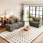 PHI VILLA Cloud Modular Couches Sets, 2 Pieces Sectional Sofa Set with Loveseat, 3-Seater Comfy Couch for Living Room Apartment, Chenille Fabric, Smoky Grey
