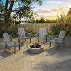 Adirondack Chair Set of 8, All Weather HDPE Fire Pit Chairs, Oversized Plastic Adirondack Chair for Outdoor, Balcony, Deck, Backyard, Patio, Garden, Poolside, Lawn Grey