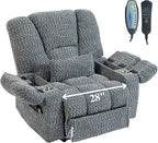 Big Man 500 lbs Power Lift Recliner for Big & Tall Elderly Adults 28 Inch Wide Seat, Lay Flat Lift Recliner Chair with Extended Footrest, Heat Massage, USB Type-C, Flip Arm Storage & Cup Holders