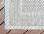 Unique Loom Outdoor Border Collection Area Rug - Soft Border (10' x 13' Rectangle, Blue/ Ivory)
