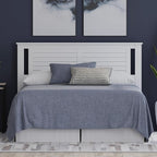 Serene Poplar Wood Queen Size Headboard in White, Modern Farmhouse Panel with Horizontal Scoring, Casual Coastal Style, Easy Assembly, Quality Materials