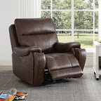 CHITA Large Power Zero Gravity Recliner Chair, Genuine Leather Recliner Chair for Adults with Adjustable Power Headrest and Hidden Slide-Out Cupholders, USB and Type-C Ports, Dark Brown