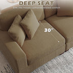 Modular Sectional Couches for Living Room, 118" Modern Upholstered Sofa Couche with Ottoman for Living Room Bedroom, Camel