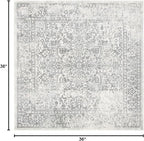 SAFAVIEH Evoke Collection Area Rug - 3' Square, Ivory & Grey, Distressed Design, Non-Shedding & Easy to Clean, Ideal for Foyer, Bedroom, Accent Space (EVK256F)
