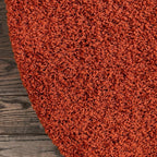 Unique Loom Solid Shag Collection Area Rug (7' 1" Round, Terracotta)