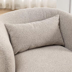 KINWELL 34" Wide Boucle Swivel Barrel Chairs Set of 2, No Assembly Round Upholstered Armchairs Accent Chairs Single Sofa Chair with Toss Pillow for Living Room and Bedroom, Taupe