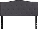 EMMA + OLIVER Tufted Upholstered Full Size Headboard in Dark Gray Fabric