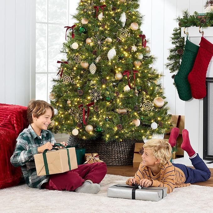 Best Choice Products Full Scotch Pine Christmas Tree, 9ft Pre-Lit Holiday Decor w/ 2,000 Twinkling Micro LED Lights, 2-in-1 White & Multicolor