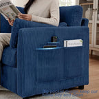 Sofa Set for Living Room Corduroy Couch Sets 3 Seater and Single Chair, Sofas for Apartment and Small Spaces (Blue, Sofa Set)