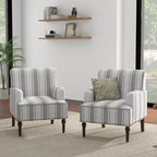 UIXE Stripe Accent Chairs Set of 2, Living Room Arm Chair Modern Nailhead Trim Club Armchair, Comfy Upholstered Sofa Lounge Seat Reading Seat Bedroom Side Seating for Home Office, Gray