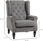 HOMCOM Mid-Century Modern Accent Chair, High Wingback Chair, Button-Tufted Upholstered Fabric Armchair with Retro Wood Legs for Living Room, Bedroom, Dark Gray