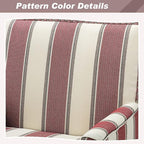 HULALA HOME Modern Accent Chair with Arms and Wooden Legs, Striped Accent Chair Armchair High Back Rest, Padded Armrest and Comfortable Cushioned Seat for Living Room (Stripe Red)