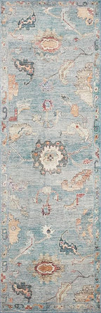 Loloi Margot Collection MAT-06 Denim/Multi 7'-6" x 9'-6" Area Rug feat. CloudPile, No-Shed Easy Clean Large Patterned Area Rug for Living Room, Bedroom, Dining Area