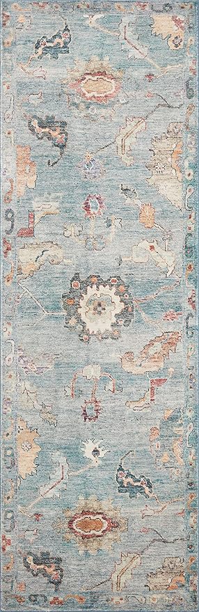 Loloi Margot Collection MAT-06 Denim/Multi 7'-6" x 9'-6" Area Rug feat. CloudPile, No-Shed Easy Clean Large Patterned Area Rug for Living Room, Bedroom, Dining Area