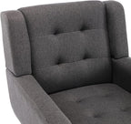 Dolonm Midcentury Modern Accent Chair with Arms, Upholstered Fabric Reading Side Chair Tufted Back Decorative Wingback Chair for Living Room Bedroom (Dark Grey)