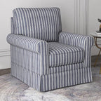 INZOY Swivel Accent Chair Set of 2, Mid Century Modern Reading Chair, Upholstered Swivel Square Chair for Living Room Bedroom Small Spaces, Fully Assembled, Blue Stripe