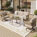 Metal Frame Patio Furniture Set, Wood-Like Modern Outdoor Patio Furniture Set with Cushion, Patio Seating Set with Swivel Chairs, Patio Conversation Set for Backyard Deck