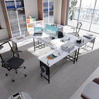 Pamray 71 Inch Large Computer Desk with Power Outlets,U Shaped Corner Desk for Home Office Work and Gaming Marble