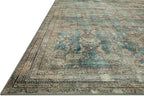 Loloi Magnolia Home by Joanna Gaines Banks Collection BAN-01 Ocean/Spice 2'-6" x 9'-6", .13" Pile Height, Machine Washable, Runner Rug
