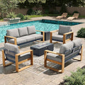 LayinSun 5 Pieces Aluminum Patio Furniture Set with Fire Pit Table, Oversized Seat with Hight Back, Outdoor Conversation Sets for Porch, Balcony, Deck