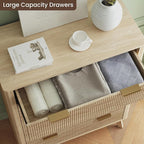 Fluted 5 Drawer Dresser, Tall Dresser with Deep Drawers, Wood Chest of Drawers for Bedroom, Modern Tall Chest Storage Organizer, Natural Finish for Hallway, Entryway, Living Room (Oak)