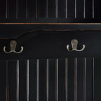 Crosley Furniture Seaside Hall Tree with Shoe Rack Bench and Coat Hooks for Hanging Storage, Distressed Black