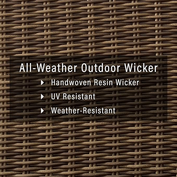 Crosley Furniture Bradenton 3-Piece Outdoor Sofa Patio Furniture Set, Wicker Conversation Sets for Porch, Brown with Sand Cushions