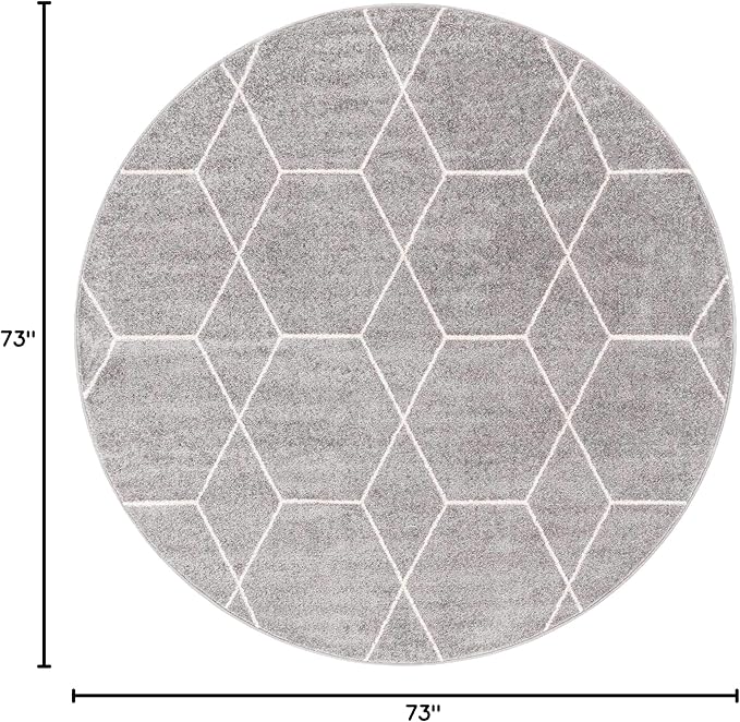 Unique Loom Trellis Frieze Collection Area Rug - Geometric (6' Round, Light Gray/ Ivory)